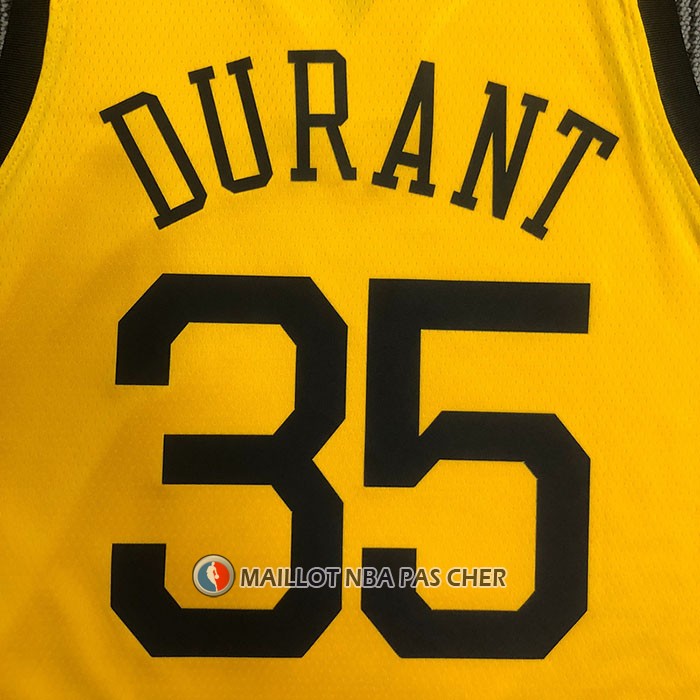 Maillot Golden State Warriors Kevin Durant NO 35 Earned Jaune